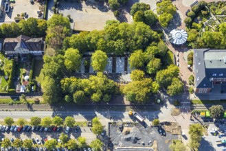 Aerial view, construction site entrance area Maximilianpark, Uentrop, Hamm, Ruhr area, North