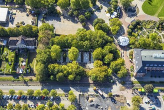 Aerial view, construction site entrance area Maximilianpark, Uentrop, Hamm, Ruhr area, North