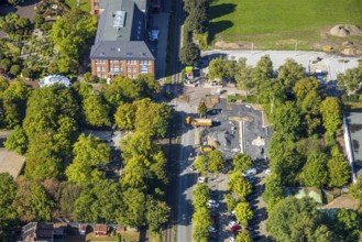 Aerial photo, construction site entrance area Maximilianpark, Uentrop, Hamm, Ruhr area, North
