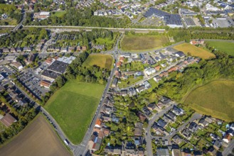 Aerial view, residential area with roundabout Vogelstraße, Frielicker Weg and Ahlener Straße,