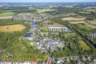 Aerial view, roundabout Sachsring and Münsterstraße, garden centre Bintig GmbH and Kaufland