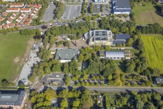Aerial view, construction site at Freiherr-vom-Stein-Gymnasium, Uentrop, Hamm, Ruhr area, North