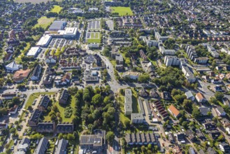 Aerial view, residential area road traffic intersection Ostwennemarstraße and Alter Uentroper Weg,