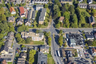 Aerial view, residential area road traffic intersection Ostwennemarstraße and Alter Uentroper Weg,