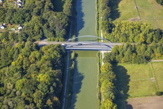 Aerial view, Ostwennemarstraße bridge over the Datteln-Hamm canal, Uentrop, Hamm, Ruhr area, North