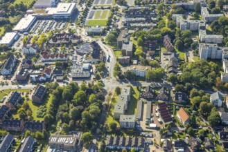 Aerial view, residential area road traffic intersection Ostwennemarstraße and Alter Uentroper Weg,