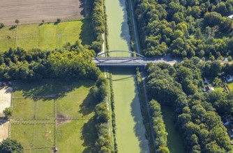Aerial view, Ostwennemarstraße bridge over the Datteln-Hamm canal, Uentrop, Hamm, Ruhr area, North