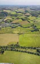 Aerial view, river Lippe river meander meadow landscape Schmehauser Mersch, motorway A2, meadows