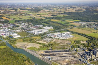 Aerial view, motorway A2 and industrial area Uentrop with Funke Kunststoffe GmbH, Datteln-Hamm