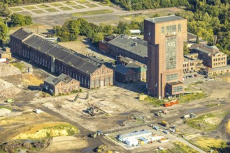 Aerial photo, CreativRevier Hamm, former Ost Heinrich Robert mine with hammerhead tower, Pelkum