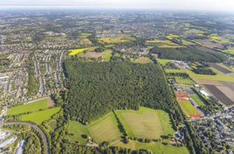 Aerial view, complete view of the sports fields of HSC in Westtünnen, HSC small pitch Fuchshöhle,