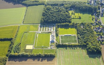 Aerial view, Westfalia Sportpark an der Lohschule, new sports field with grandstand and club