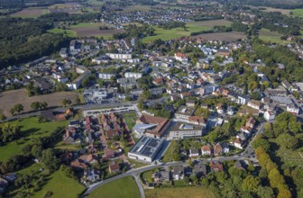 Aerial view, high-rise housing estate on Holzstraße, with Falkschule and