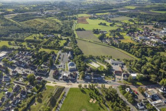 Aerial view, DitiB Ulu Camii Mosque next to the Barbara Stadium, Herringer Bach, behind the
