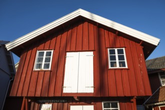 Falun red boat shed, Smögen, Smögenbryggan, Västra Götalands Län, Bohuslän, Sweden