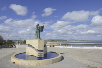 Statue of Sao Goncalo de Lagos on a fountain, Lagos, Algarve, Portugal