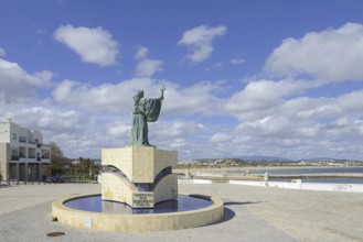 Statue of Sao Goncalo de Lagos on a fountain, Lagos, Algarve, Portugal