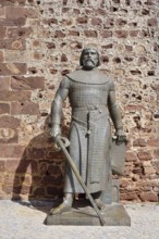 Statue of King Sanchos I at the Castelo dos Mouros castle, Silves, Algarve, Portugal