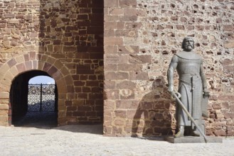 Statue of King Sanchos I at the Castelo dos Mouros castle, Silves, Algarve, Portugal