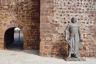 Statue of King Sanchos I at the Castelo dos Mouros castle, Silves, Algarve, Portugal