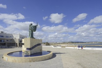 Statue of Sao Goncalo de Lagos on a fountain, Lagos, Algarve, Portugal