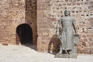 Statue of King Sanchos I at the Castelo dos Mouros castle, Silves, Algarve, Portugal