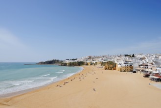 Praia Dos Pescadores beach and town view of Albufeira, Algarve, Portugal