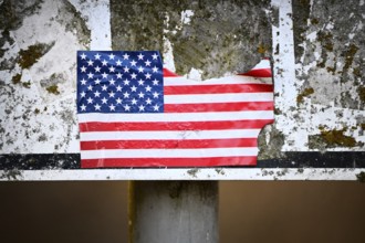 Torn sticker from US flag