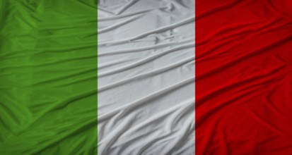 Italian flag waving. Flag of Italy with cloth texture