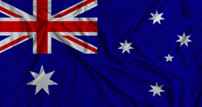 Australian flag with fabric texture background. National flag of Australia