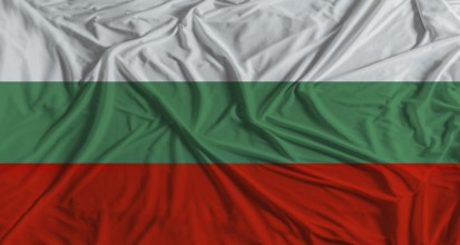 Bulgarian flag with fabric texture background. National flag of Bulgaria