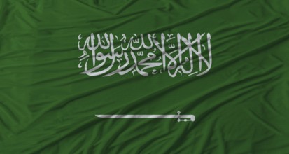 Saudi Arabian flag waving. Flag of Saudi Arabia with cloth texture