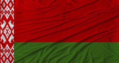 Belarusian flag waving. Flag of Belarus with cloth texture