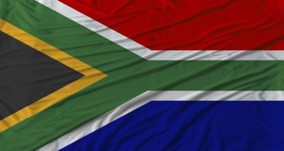 South African flag waving. Flag of South Africa with cloth texture