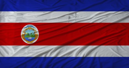 Costa Rican flag waving. Flag of Costa Rica with cloth texture