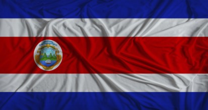 Costa Rican flag with fabric texture background. National flag of Costa Rica