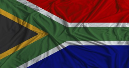 South African flag with fabric texture background. National flag of South Africa