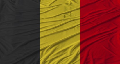 Belgian flag waving. Flag of Belgium with cloth texture