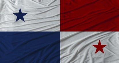 Panamanian flag waving. Flag of Panama with cloth texture
