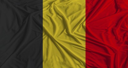 Belgian flag with fabric texture background. National flag of Belgium