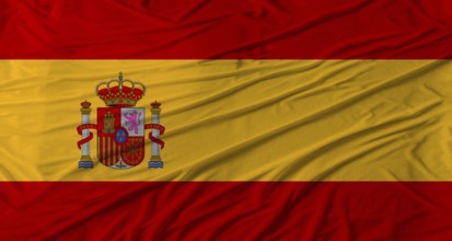 Spanish flag waving. Flag of Spain with cloth texture