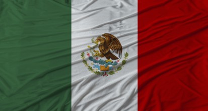 Mexican flag waving. Flag of Mexico with cloth texture