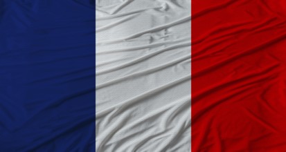 French flag waving. Flag of France with cloth texture