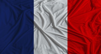 French flag with fabric texture background. National flag of France