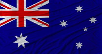 Australian flag waving. Flag of Australia with cloth texture