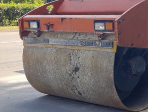 Asphalt roller, close-up