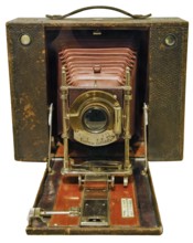 Codak folding travel camera, USA 1898, isolated