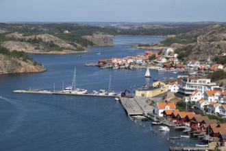 View over the archipelago and the village of Fjällbacka, Bohuslän, West Sweden, Sweden