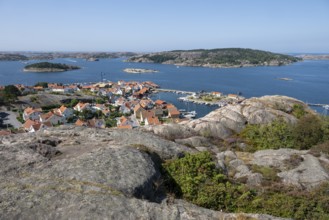 View over the archipelago and the village of Fjällbacka, Bohuslän, West Sweden, Sweden