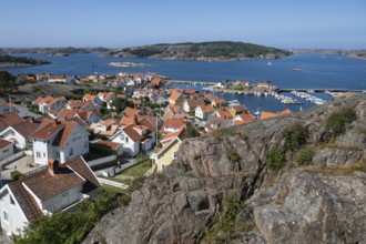 View over the archipelago and the village of Fjällbacka, Bohuslän, West Sweden, Sweden